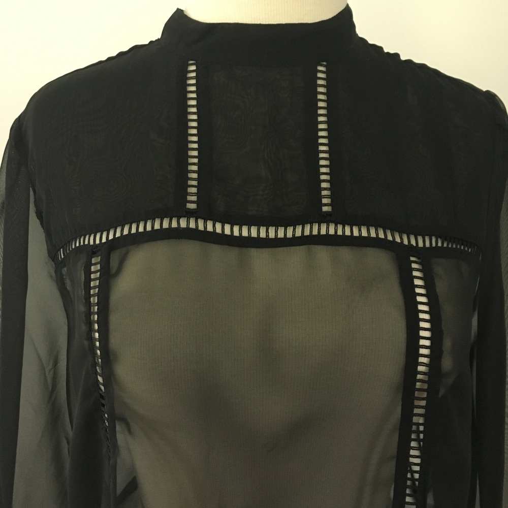 Frenchi Black Sheer Crop Top - Picture 2 of 8